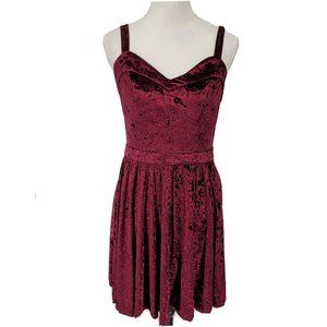 Loveriche Burgundy Velvet A-line Mini Dress Sleeveless Women's Small
